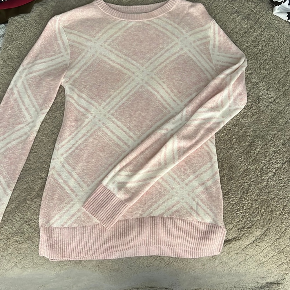 Pink and white sweater